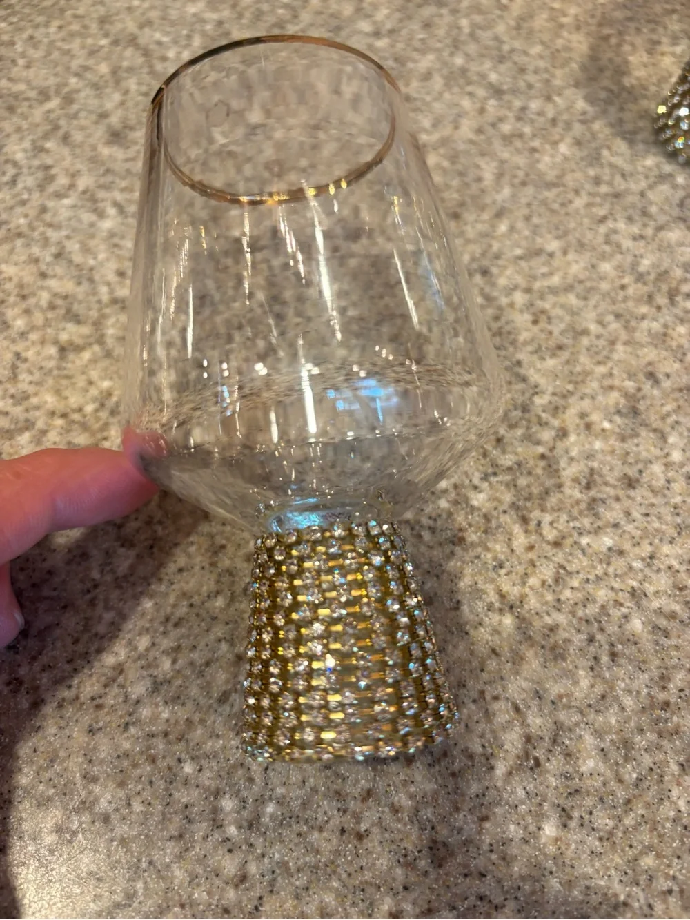 Christian Siriano (set of 4) Rhinestones Decorative Shot Glasses With Gold Rim.